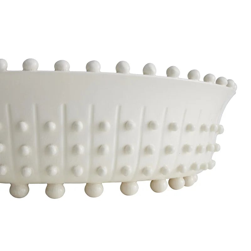 Elegant Ivory Ceramic Hobnail Centerpiece Bowl 16.5"