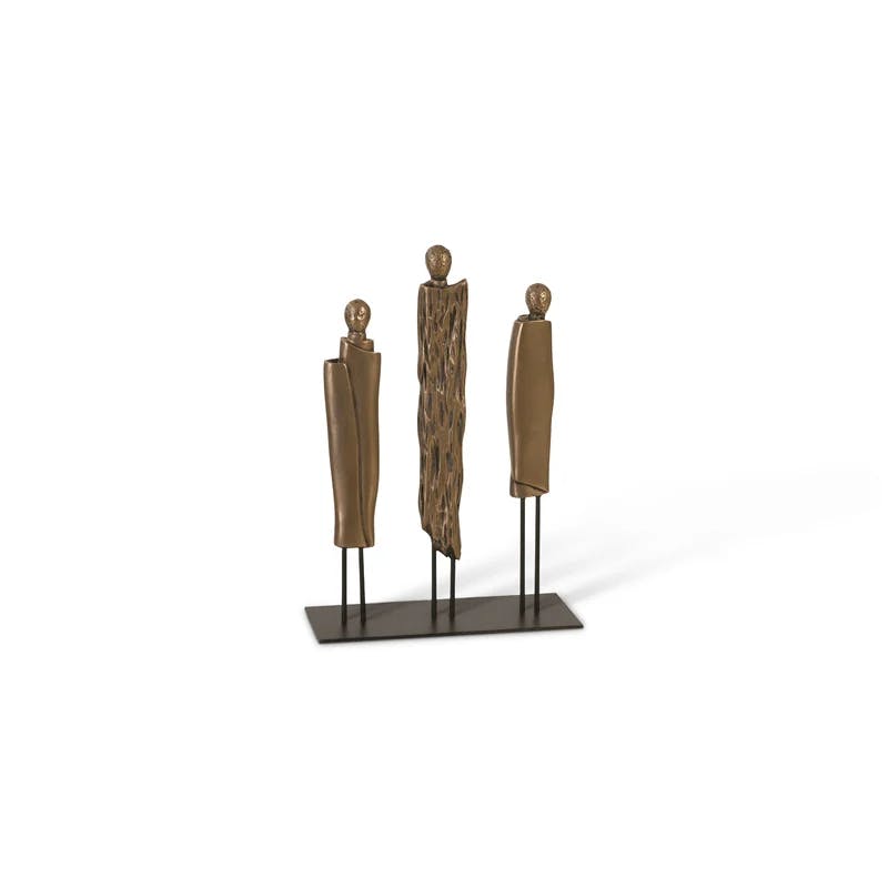 Contemporary Bronze Robed Monk Trio Resin Sculpture