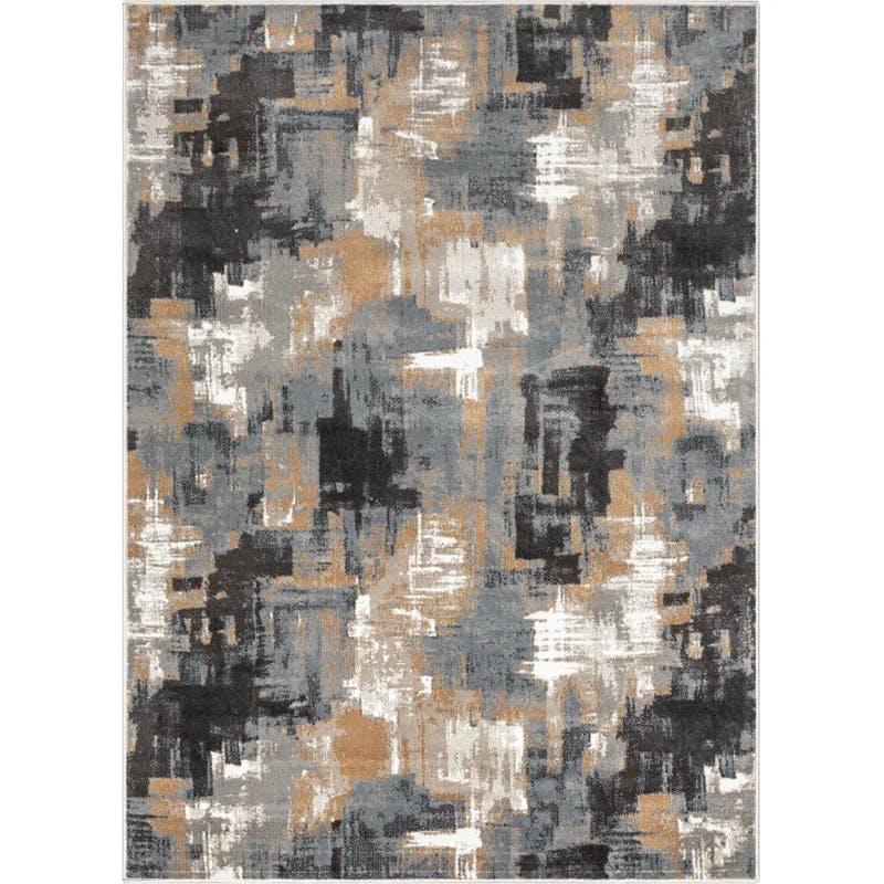 Reversible Abstract Gray Synthetic 8' x 10' Area Rug