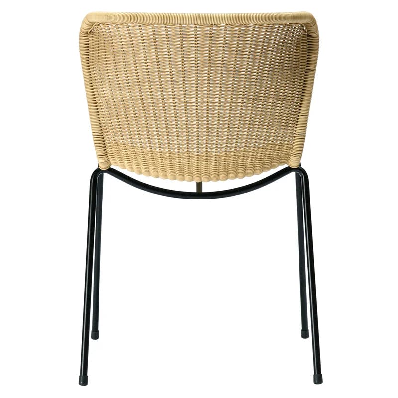 Yasakawa Inspired Wheat Polypropylene Wicker Outdoor Dining Chair