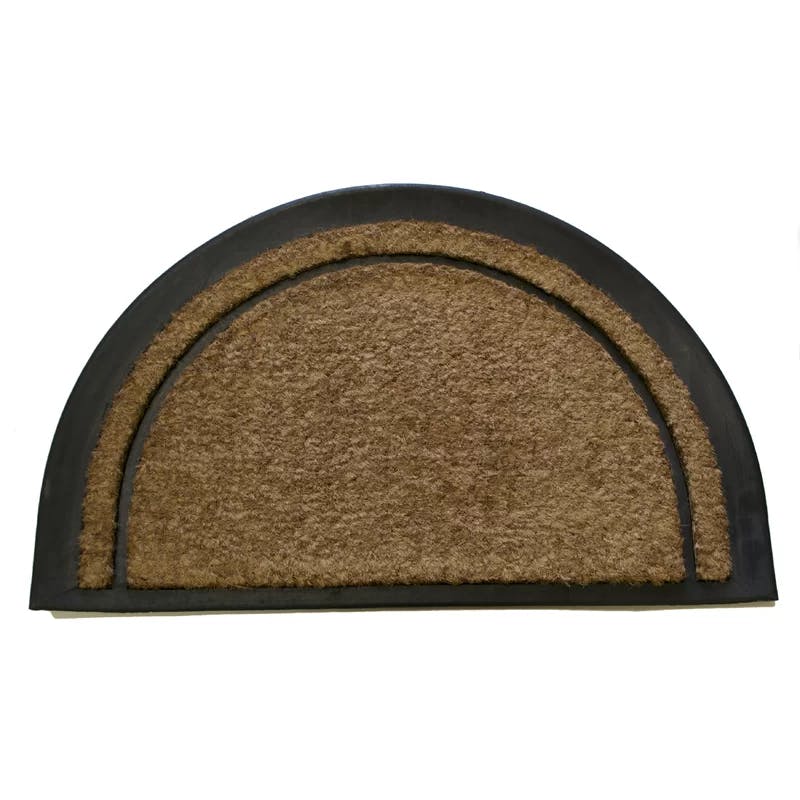 Elegant Half-Round Coir Outdoor Doormat in Brown and Black