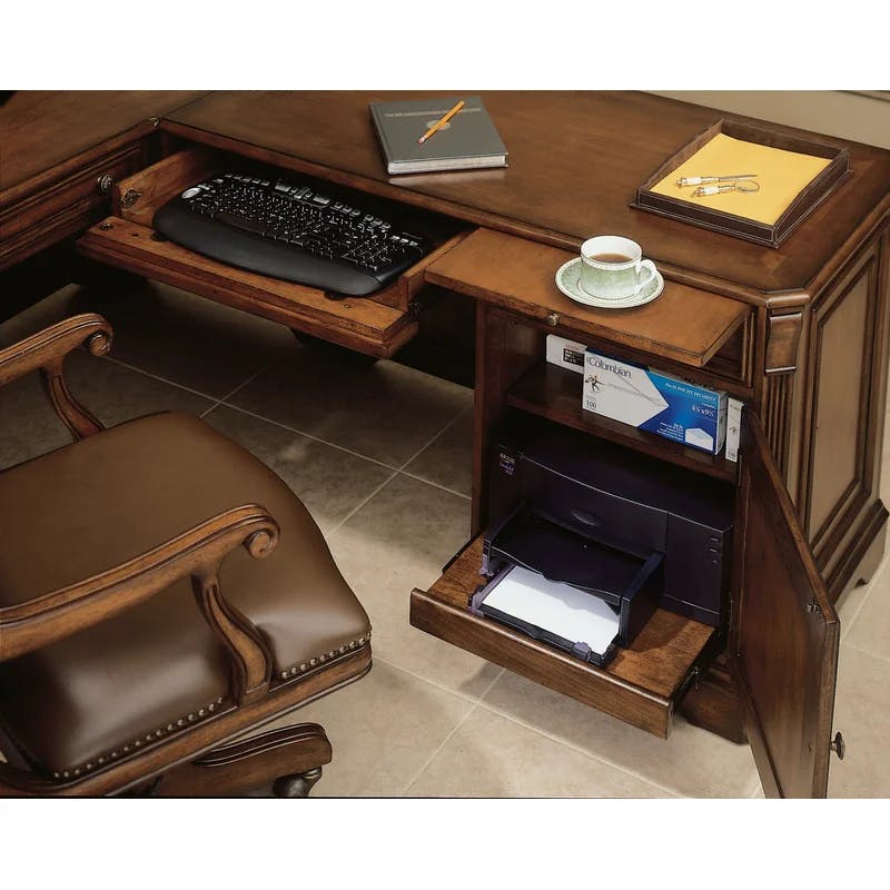 Brookhaven Distressed Cherry Executive Corner Desk with Drawers