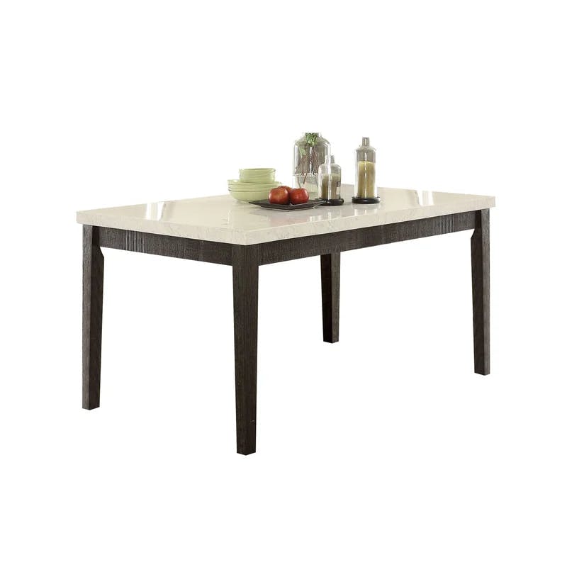 Salvage Dark Oak & White Marble Casual Dining Table