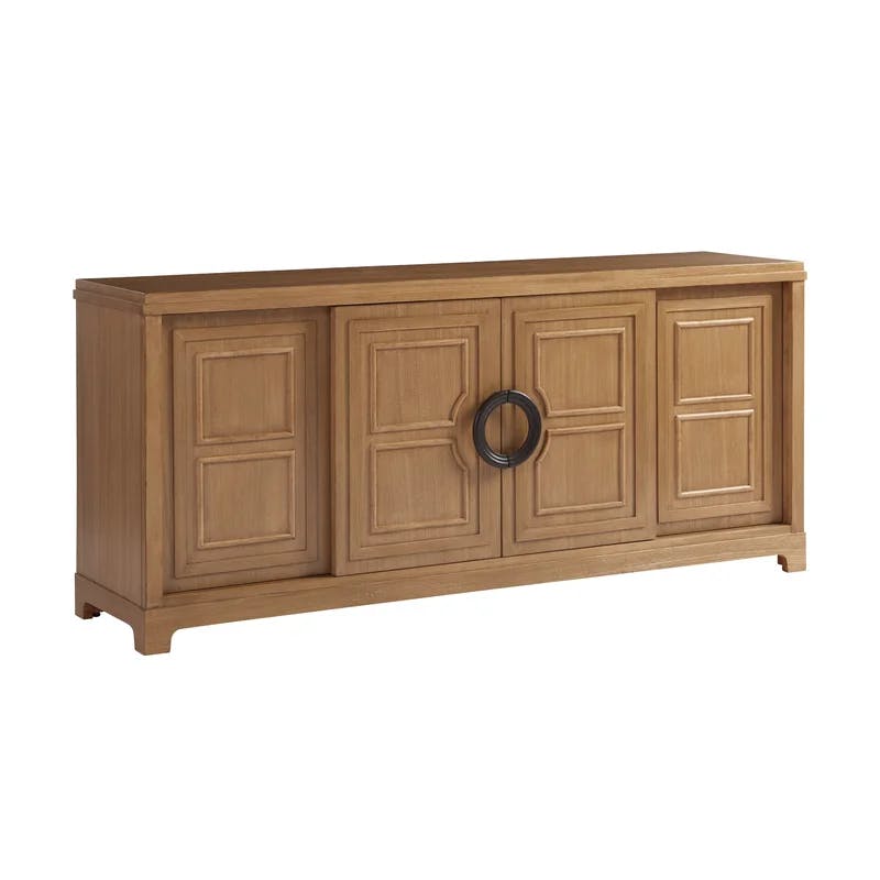 Transitional Sandstone 78'' Media Console with Adjustable Shelves