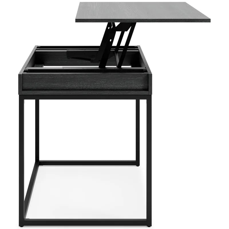 Sleek Black 36" Contemporary Home Office Desk with USB Port