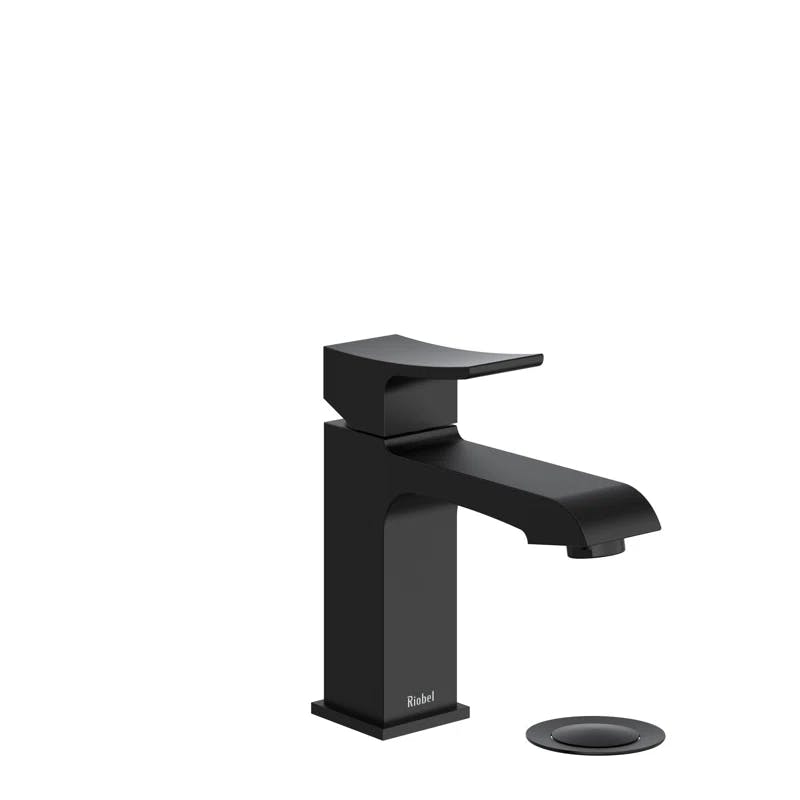 Zendo Modern Black Single Hole Bathroom Faucet with Waterfall Flow