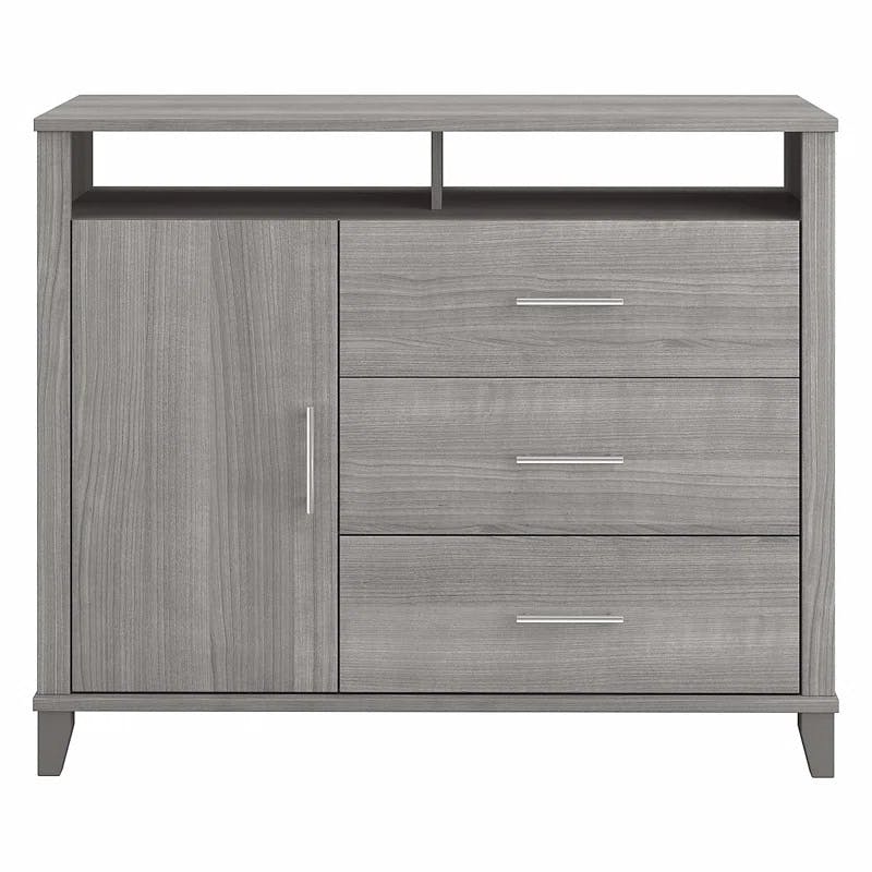 Platinum Gray 47'' Media Console with Open-Safe Drawers and Cabinet