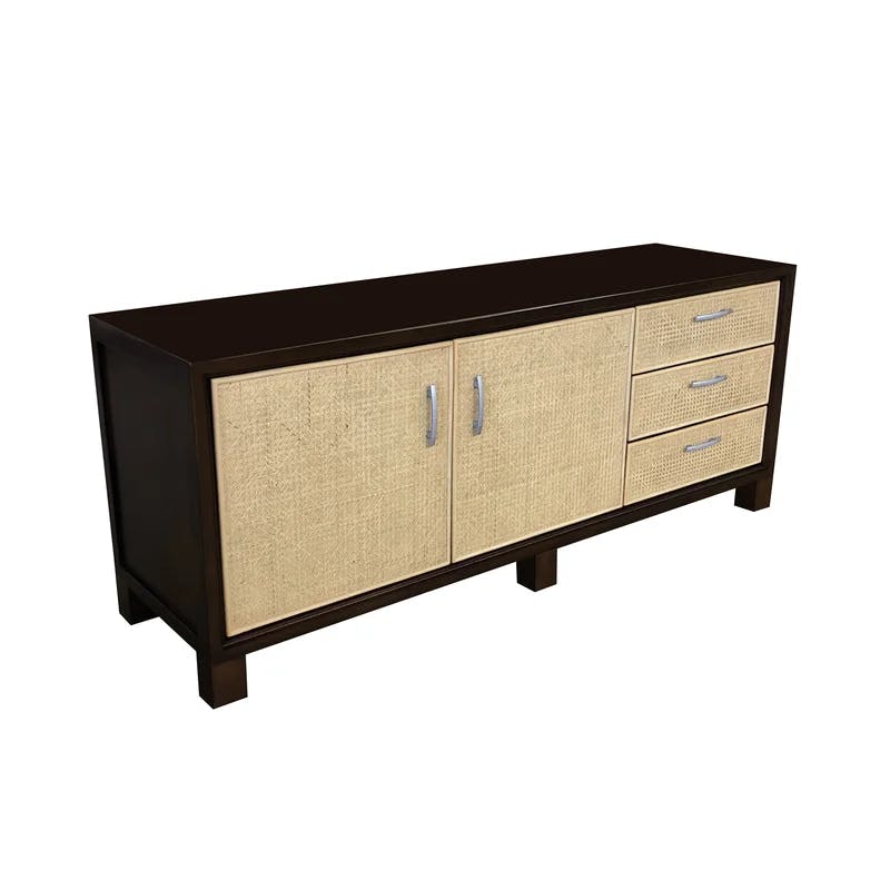 Elegant Mahogany Wood Accent Cabinet with Silver Hardware