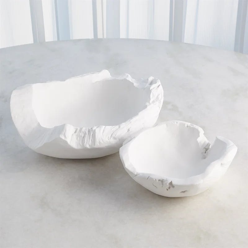 Matte White Vintage-Inspired Handcrafted Ceramic Decorative Bowl