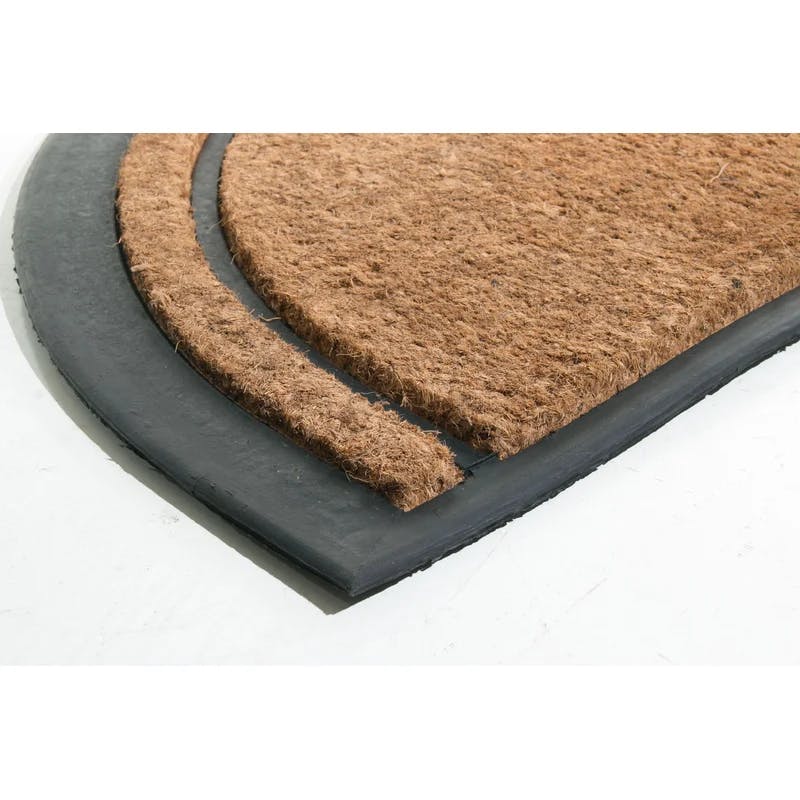 Elegant Half-Round Coir Outdoor Doormat in Brown and Black