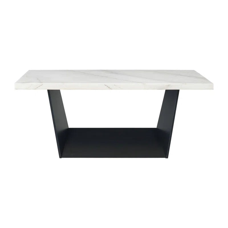 Dillon Contemporary White Marble & Espresso Wood Dining Table