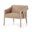 Palermo Nude Genuine Leather Contemporary Armchair in Natural Whitewash
