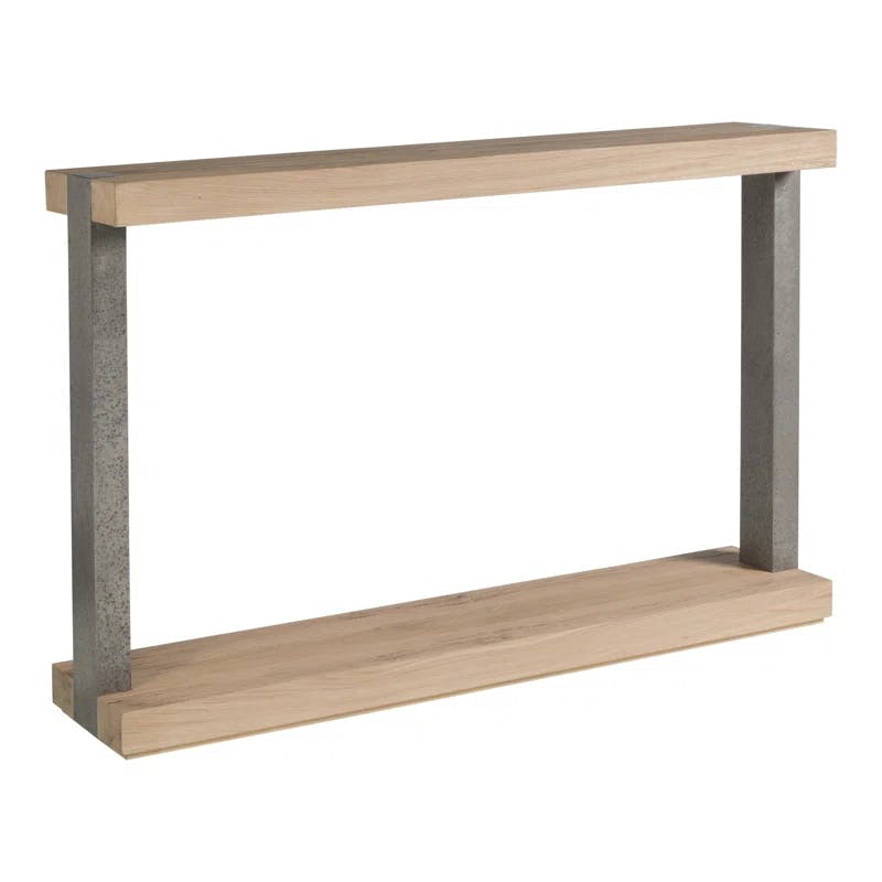 Contemporary Gray-Brown Metal & Wood Rectangular Console Table