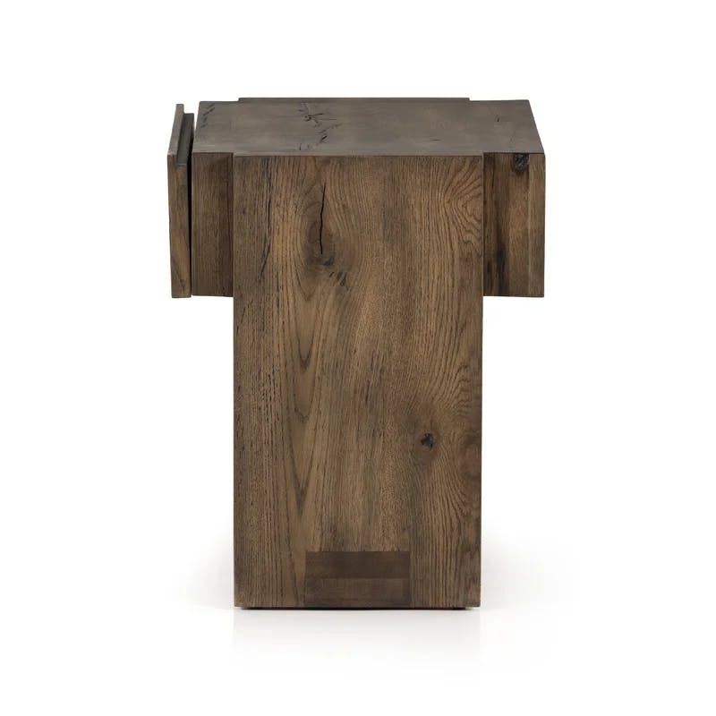 Rustic Fawn Solid Oak 1-Drawer Nightstand