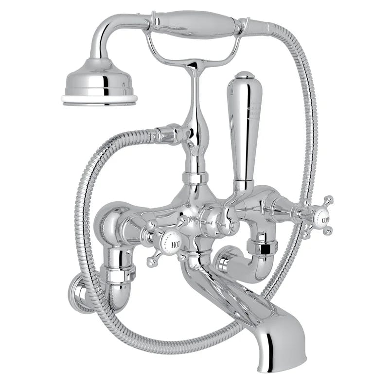Classic Elegance Polished Nickel 2-Handle Wall-Mounted Tub Filler with Handshower