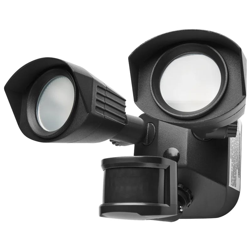 Adjustable Dual-Head LED Security Light in Black with Motion Sensor
