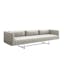 Storm Fabric Tufted Tuxedo Arm Sofa with Polished Nickel Legs