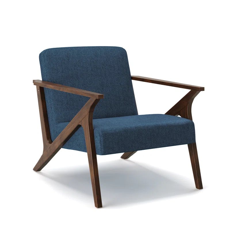 Lagoon Blue Mid-Century Modern Wood Recliner Chair