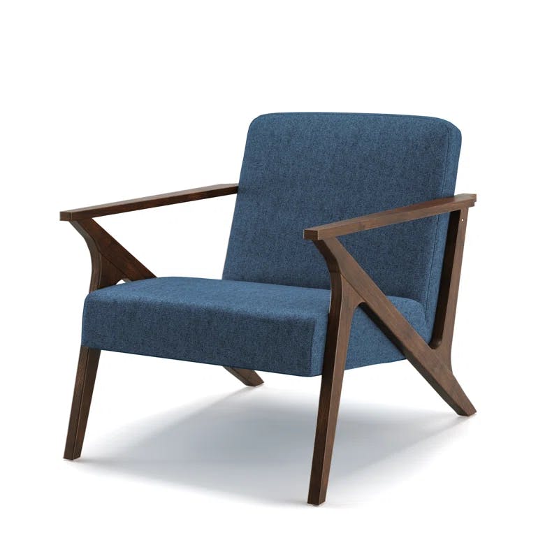 Lagoon Blue Mid-Century Modern Wood Recliner Chair