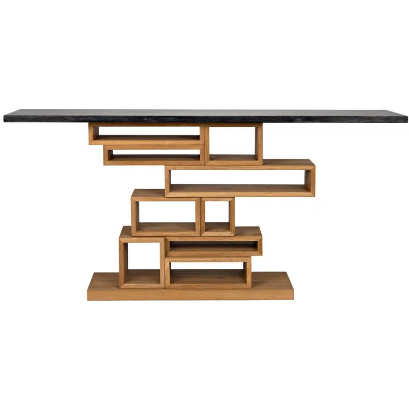 Balin 68'' Walnut Console Table with Black Marble Top