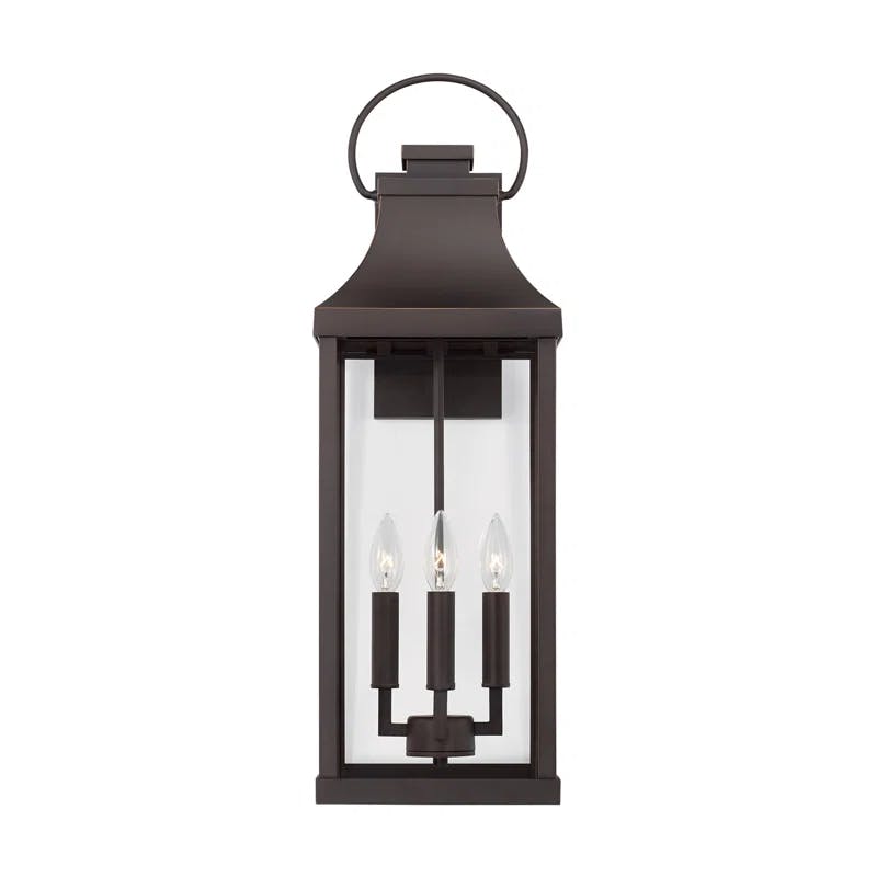 Bradford Oiled Bronze 4-Light Outdoor Wall Lantern with Clear Glass