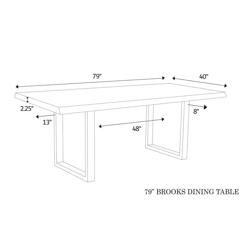Brooks 79" Rectangular Americano Acacia Wood and Pewter Aluminum Dining Table