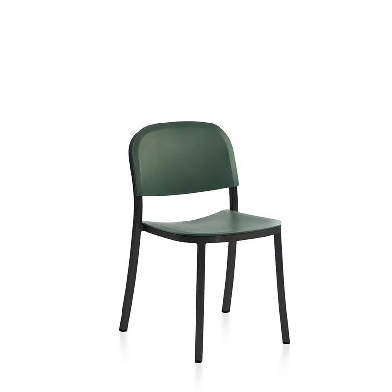 Eco-Friendly Brushed Green Stacking Chair in Recycled Aluminum