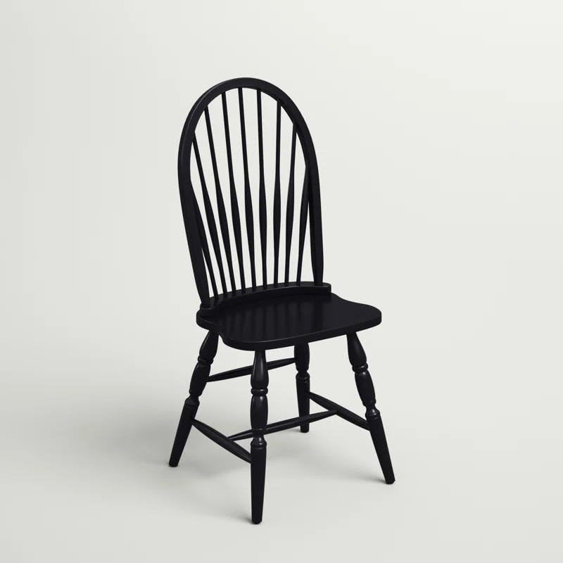 Traditional High Slat Windsor Side Chair in Antique Black