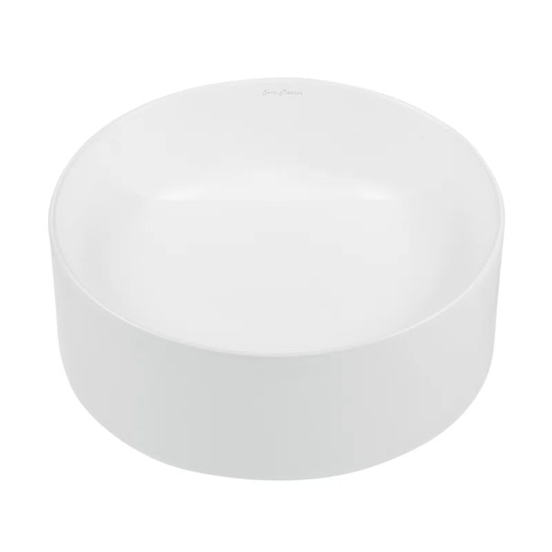 Beau 16.5'' Matte White Ceramic Round Vessel Bathroom Sink