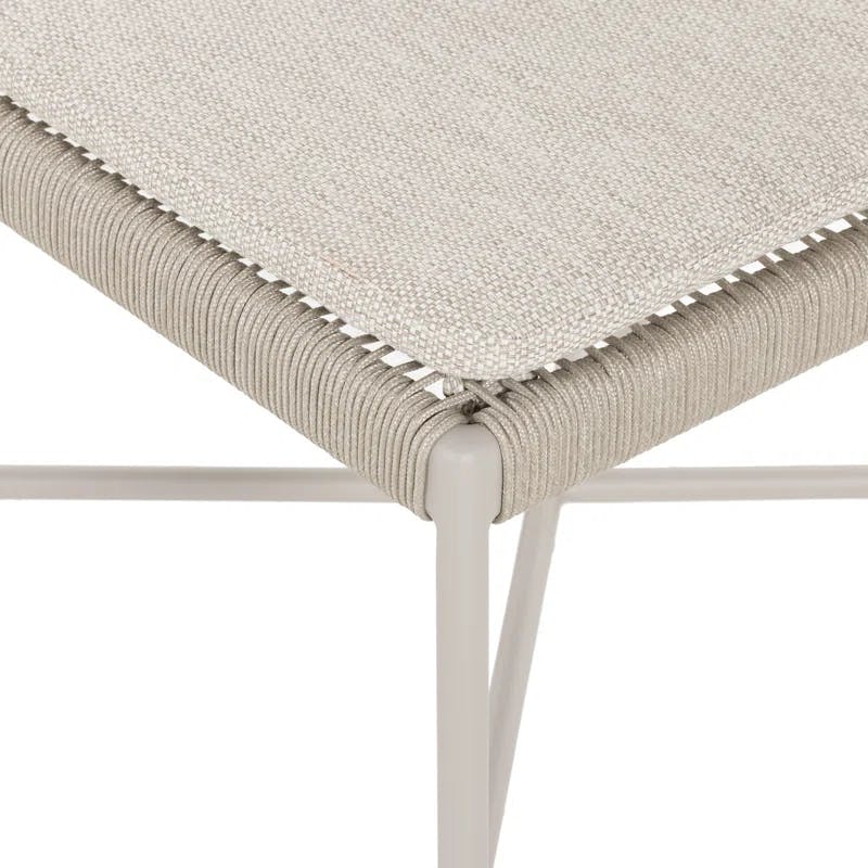 Contemporary Cream Side Chair with All-Weather Wicker Seating