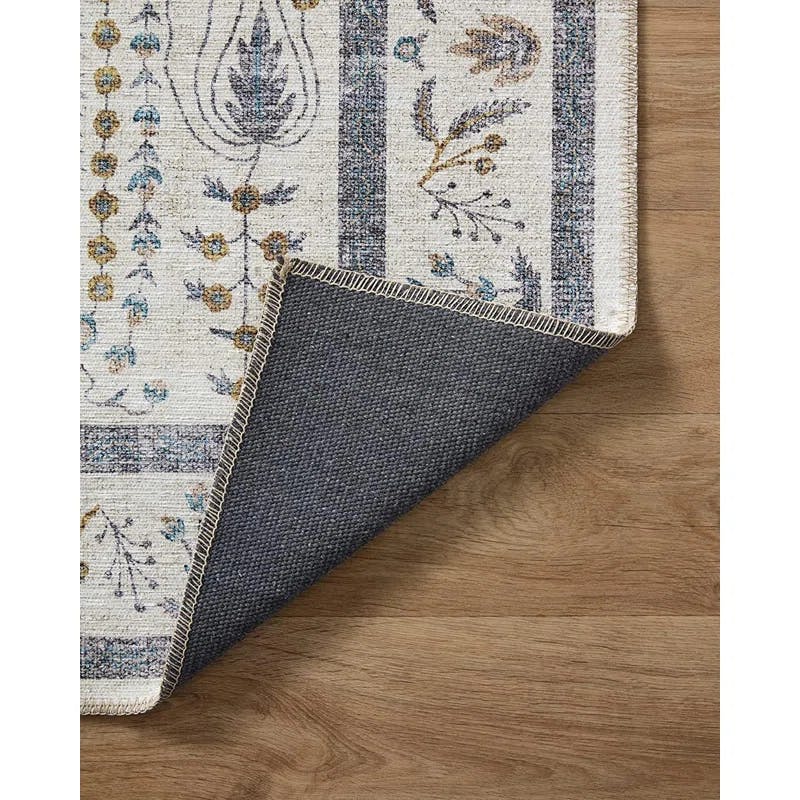 Blue and Yellow Botanical Bliss 60" Wool Blend Area Rug