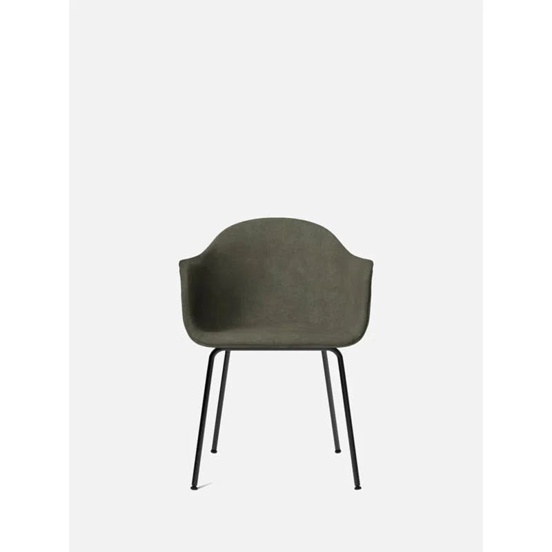 Elegant Harbour High-Back Upholstered Arm Chair in Black Steel and Fiord Wool