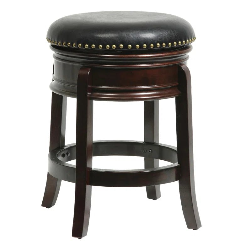 Bryan Collection 24" Swivel Counter Stool in Black Faux Leather