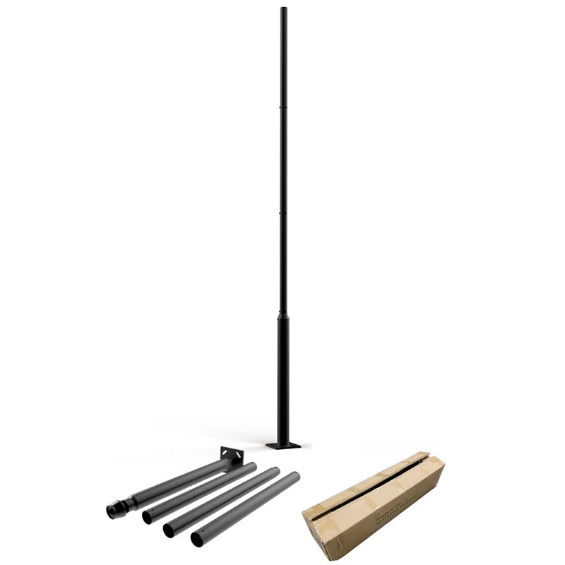 Elegant Black Extendable Outdoor Light Post with Powder Coated Finish