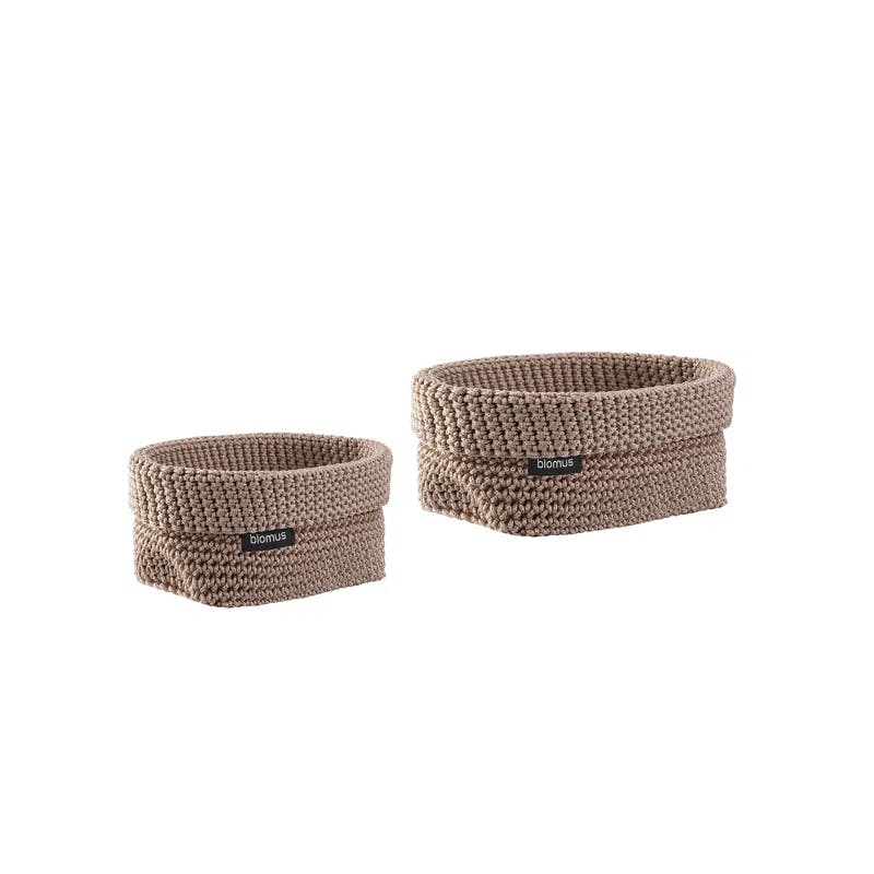 Bark Mauve Oval Fabric Crochet Storage Basket Set