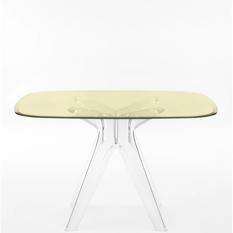 Starck Contemporary Square Glass Dining Table in Yellow