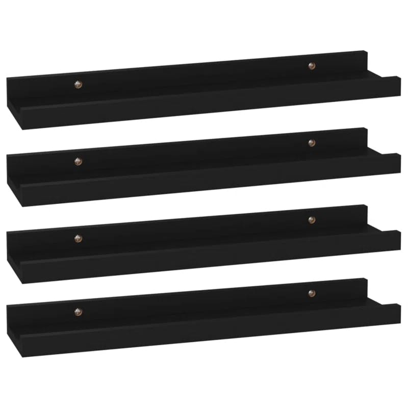 Sleek Black MDF Floating Wall Shelf for Modern Decor, 15.7"