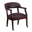 Elegant Burgundy LeatherSoft Traditional Office Armchair with Brass Accents