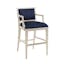 Eastbluff Cream Transitional Sailcloth & Wood Bar Stool with Aged Bronze Accents