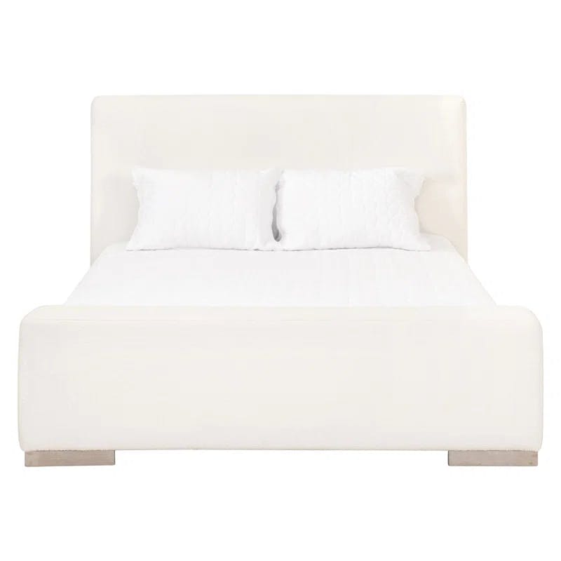 King Size Oak Frame Upholstered Bed in Performance Boucle Snow