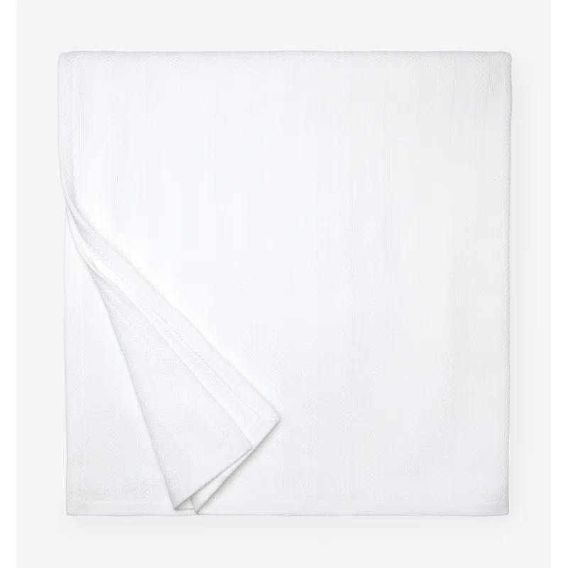 Tavira Sophisticated White Striped Cotton Full/Queen Blanket