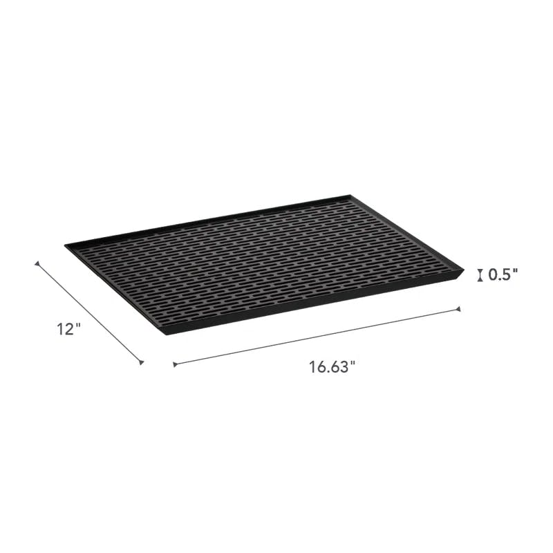 Sleek Black ABS-Resin Sink-Side Dish Drainer Tray, 12x17 Inches
