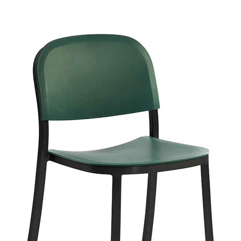 Eco-Friendly Brushed Green Stacking Chair in Recycled Aluminum
