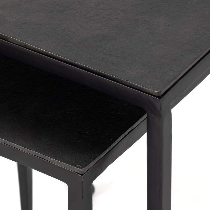 Dalston Square Black Aluminum Nesting Side Tables (Set of 2)