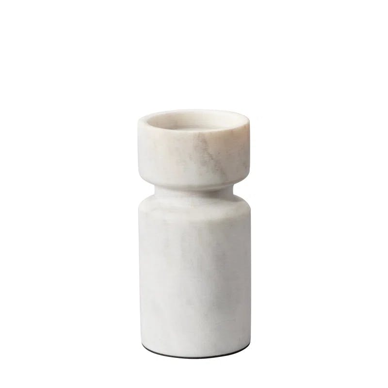 Contemporary White Marble Sleek Candlestick