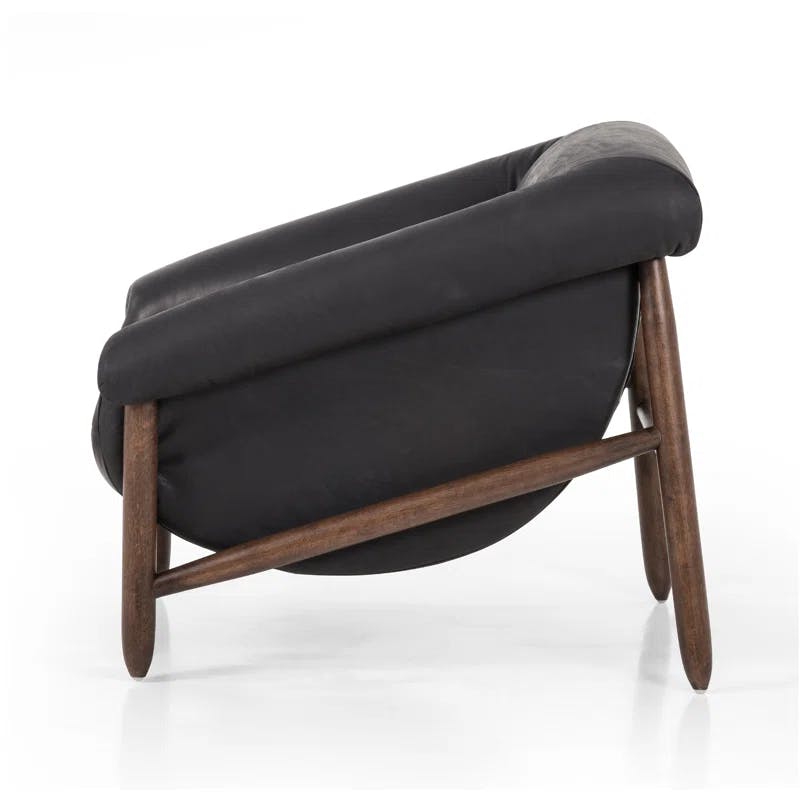 Heirloom Black Genuine Leather Handcrafted Armchair