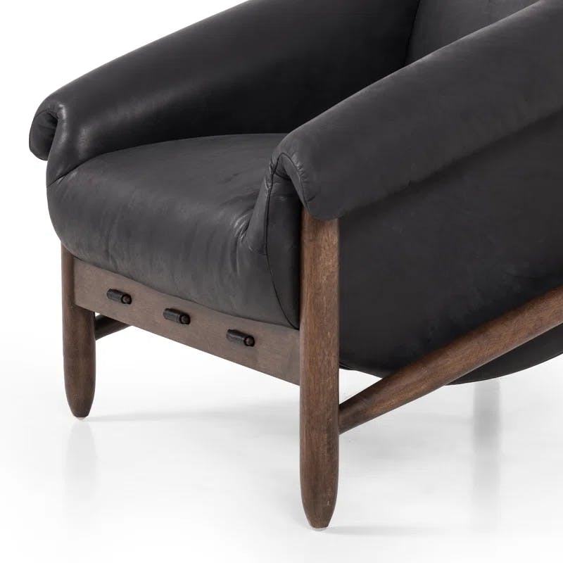 Heirloom Black Genuine Leather Handcrafted Armchair