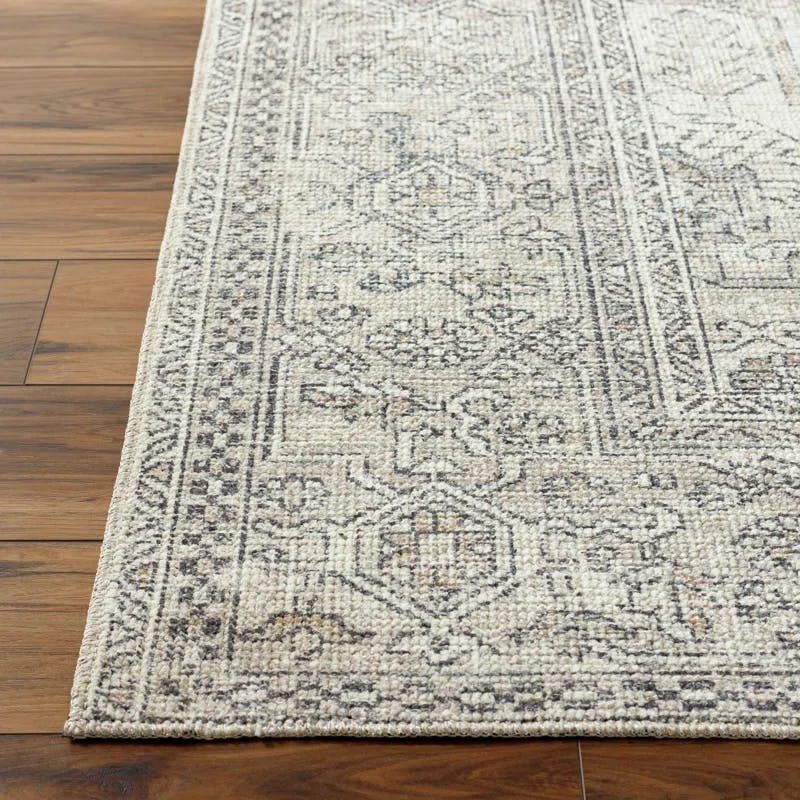 Modern Vintage 7'10" x 10' Hand-Knotted Style Gray Synthetic Area Rug