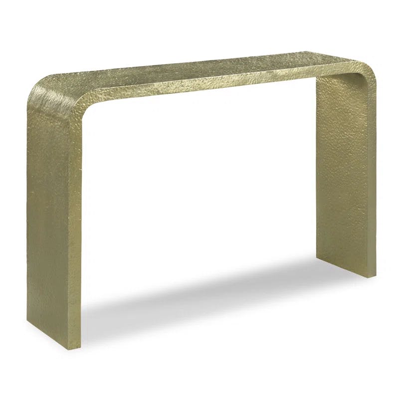 Regency Era Textured Gold Metal Narrow Console Table