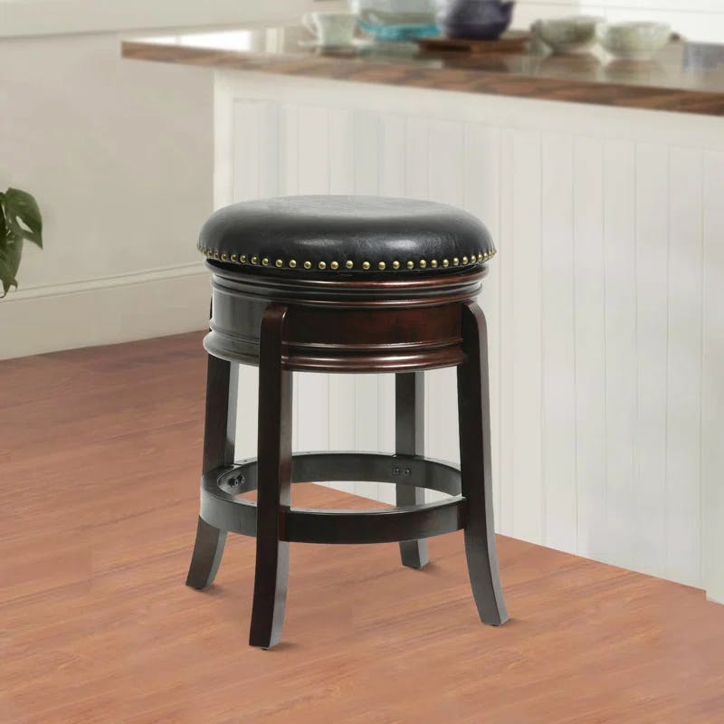 Bryan Collection 24" Swivel Counter Stool in Black Faux Leather